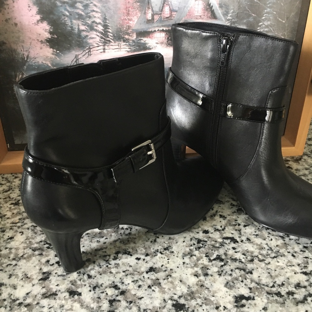 Lauren Black Leather Booties